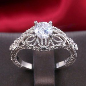 New 925 Silver Wedding White Sapphire Ring